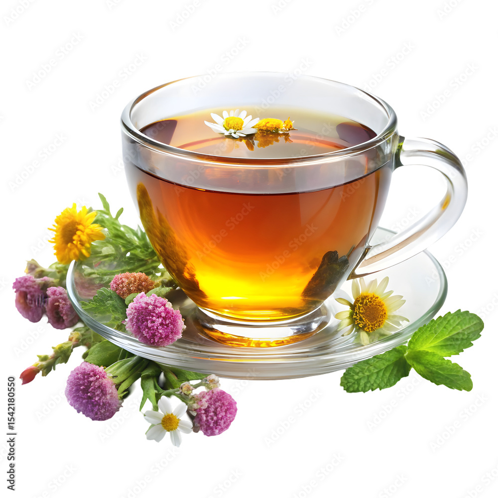 Steaming Herbal Tea Isolated on White Surface Steaming Herbal Tea Isolated on White Surface