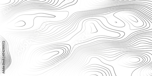 Topographic wave and curve line contour map background. Abstract wavy topographic map and curved lines background. Abstract geographic wave grid line map. Vector illustration.