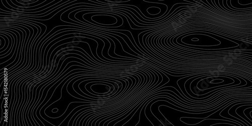 Abstract wavy topographic map. Abstract wavy and curved lines background. Abstract geometric topographic contour map background. Vector illustration.