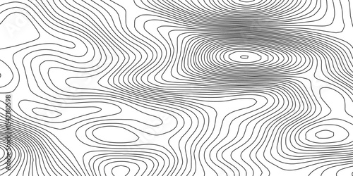Abstract wavy topographic map. Abstract wavy and curved lines background. Abstract geometric topographic contour map background. Vector illustration.