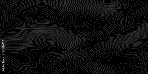 Black and white wavy paper curve relief abstract topographic map background. Geographic mountain relief. Topographic map lines, contour background. Abstract wave lines background. Vector illustration.
