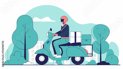 Motorcycle Delivery Express Service Vector Illustration