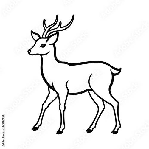 Line art illustration of a deer buck