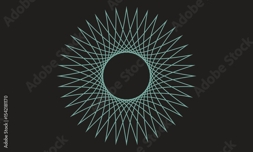 Geometric radial pattern, Abstract line art, Spiral vector design, Symmetrical circular shape, Modern minimal background