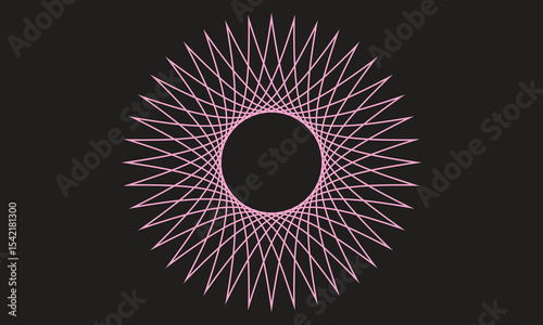 Geometric radial pattern, Abstract line art, Spiral vector design, Symmetrical circular shape, Modern minimal background