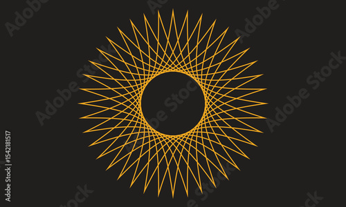 Geometric radial pattern, Abstract line art, Spiral vector design, Symmetrical circular shape, Modern minimal background