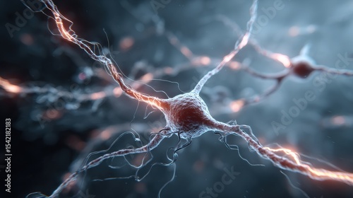 Microscopic View of Nerve Cells Displaying Electric Impulses in a Soft Sci-Fi Style