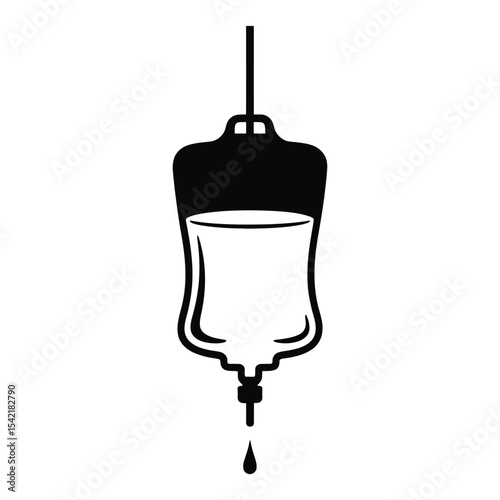 Black I V Bag Drip Medical Infusion Vector Icon IV bag