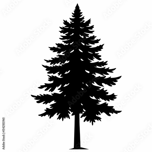 pine tree silhouette vector black on white background