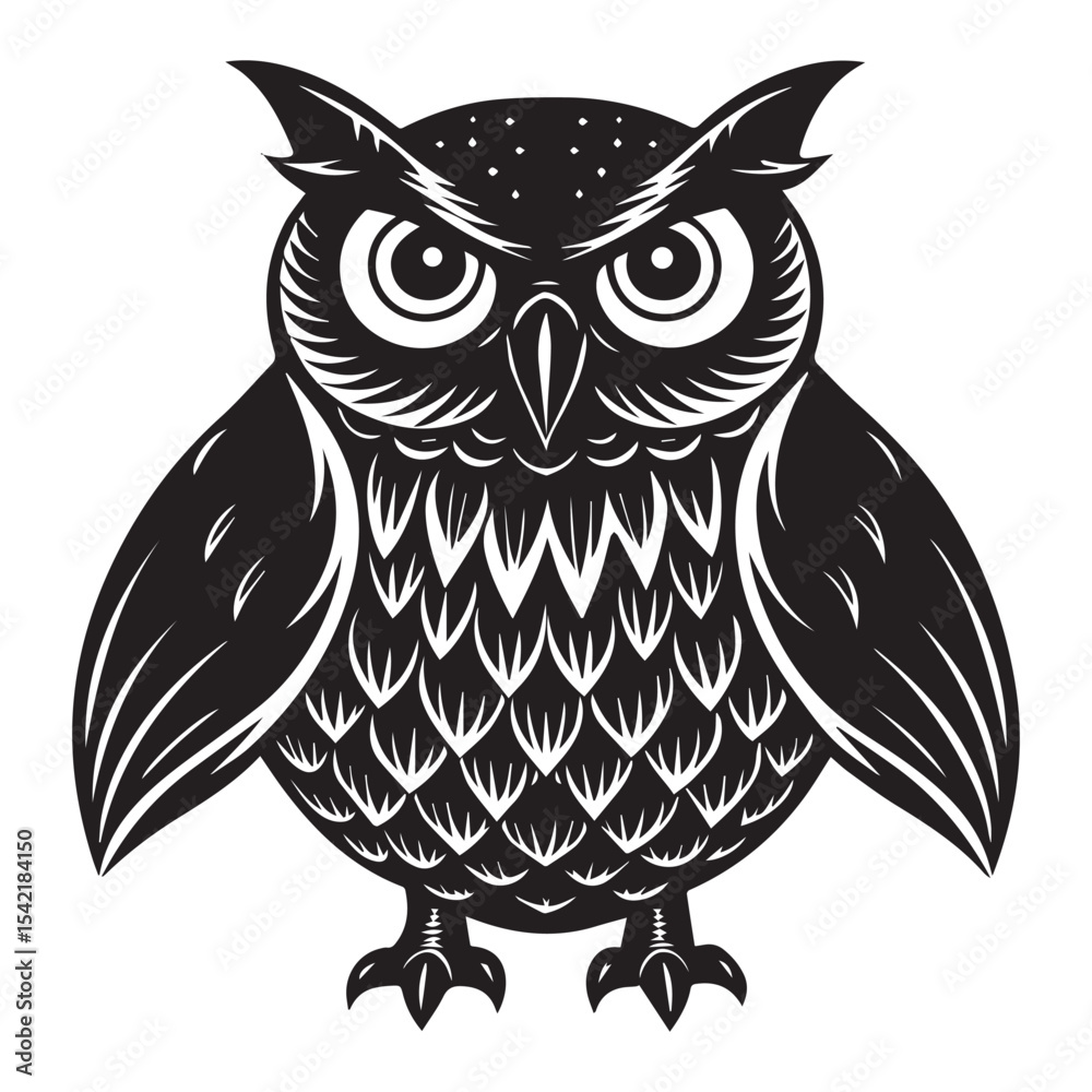 Fototapeta premium Owl silhouette vector illustration logo sticker tattoo