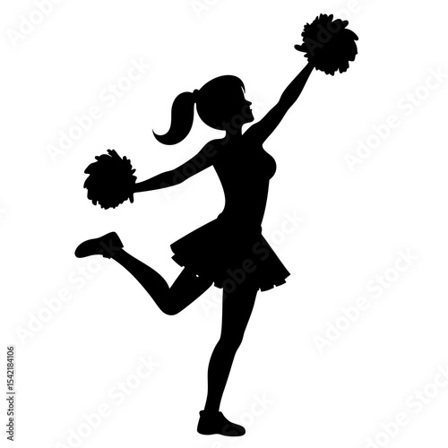 cheerleader silhouette vector black on white background