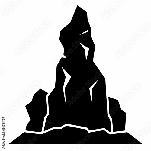 rock formation silhouette vector black on white background.