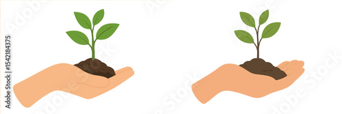 Hands hold young plants representing growth and sustainability in nature's cycle during a bright day
