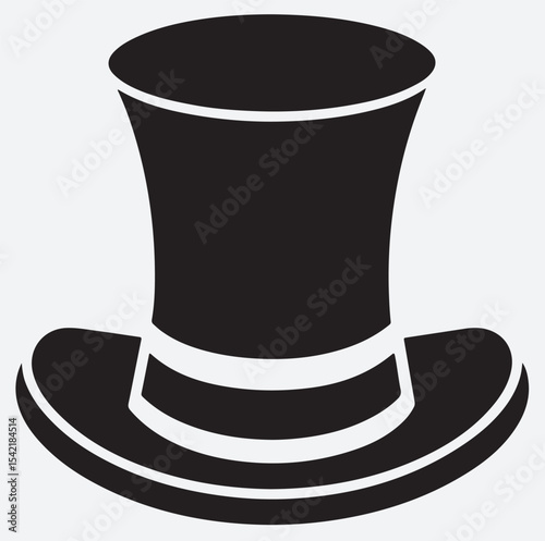 more details and different type top hat silhouette vector art illustration, black top hat with top