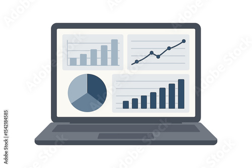 Data analytics displayed on a laptop screen showing various charts and graphs for business insights and performance analysis