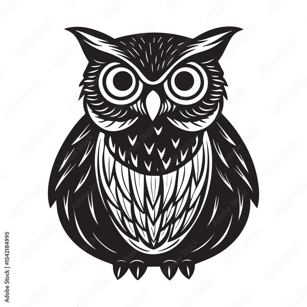 Fototapeta premium Owl silhouette vector illustration logo sticker tattoo