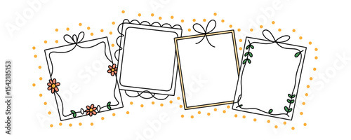 Vector set of linear frames. Abstract design elements for decoration or logo design templates in a modern style. Vector illustration.