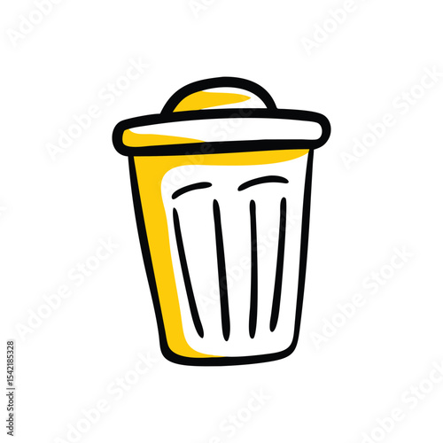 trash bin icon doodle clipart vector art illustration