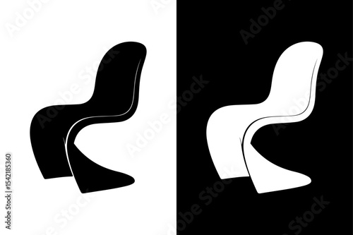 black and white panton chair vector icon