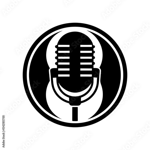 Condenser microphone logo icon vector art illustration