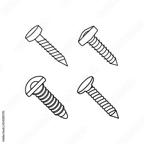 Set of screw line art icon vector illustration