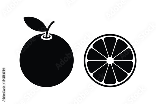 Orange fruit silhouette vector icon


