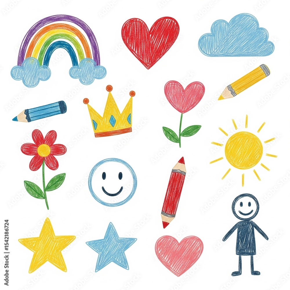 custom made wallpaper toronto digitalJoyful Childhood Doodles: Vibrant Hand-Drawn Icons for Play & School