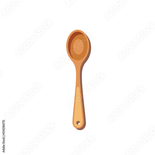 Wooden mixing spoon isolated on light background with copy space for design concept