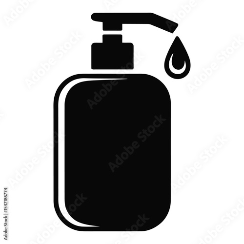 Black Soap Dispenser Bottle Icon Silhouette pump