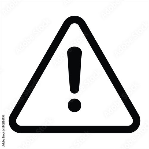 Warning Sign Icon – Black Exclamation Mark Inside Triangle for Alerts and Cautions