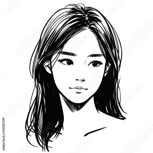 Portraits of Youth beaty young girl portraits ink drawings linework ink sketch hand drawn pen drawing vector illustration