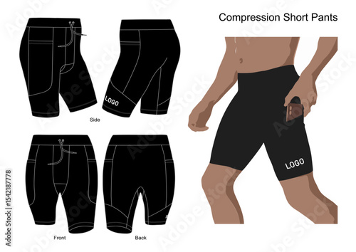 Compression Short Pants Mockup Vector