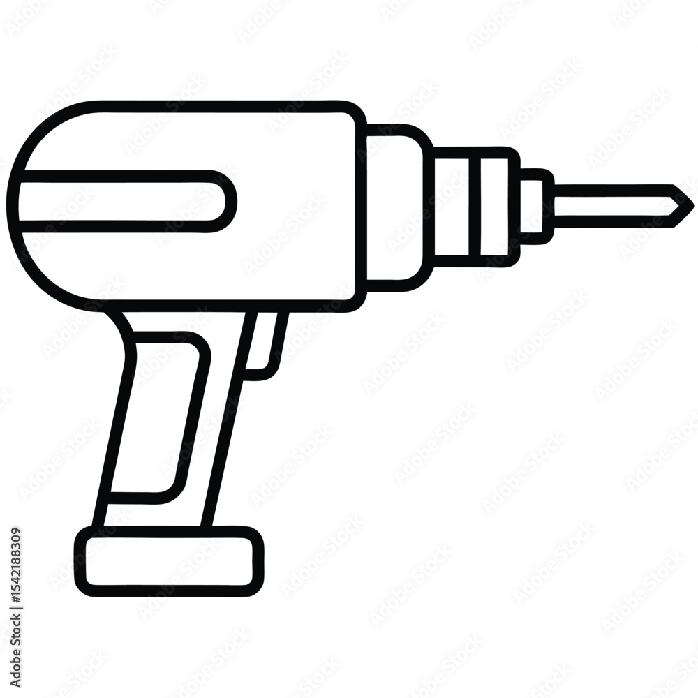Obraz premium Thin Stroke Icon of a Drill Machine