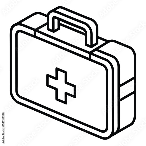 Thin Stroke Icon of a First Aid Kit