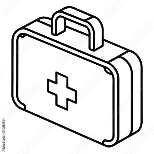 Thin Stroke Icon of a First Aid Kit