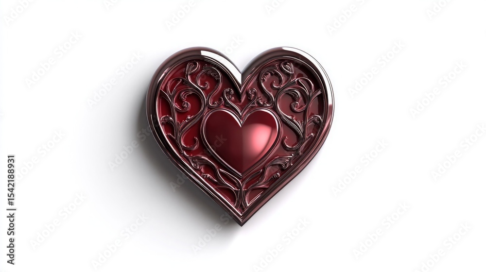 Obraz premium Heart of Midlothian badge 3d icon casting a shadow on a white background, copy space for text
