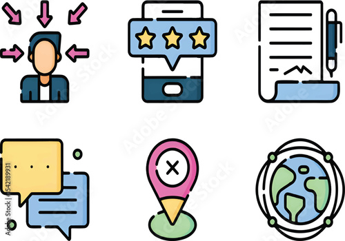 Contact icons including phone, email, chat, and location symbols for digital communication needs.