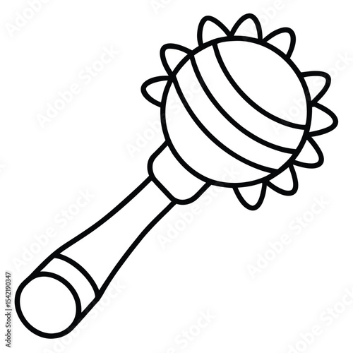 Thin Stroke Icon of a Rattle Toy