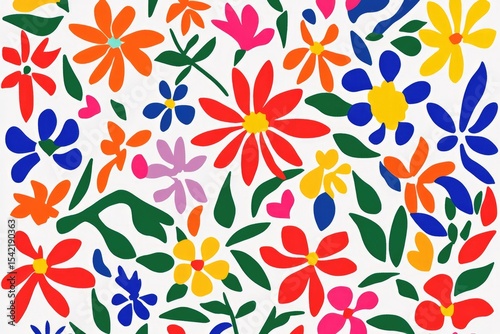 Colorful floral pattern with various shapes (1)