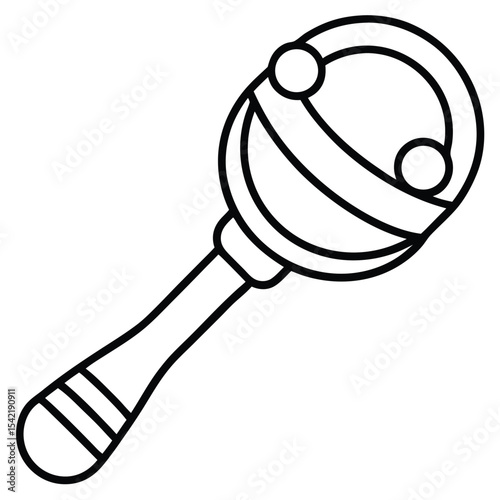 Thin Stroke Icon of a Rattle Toy
