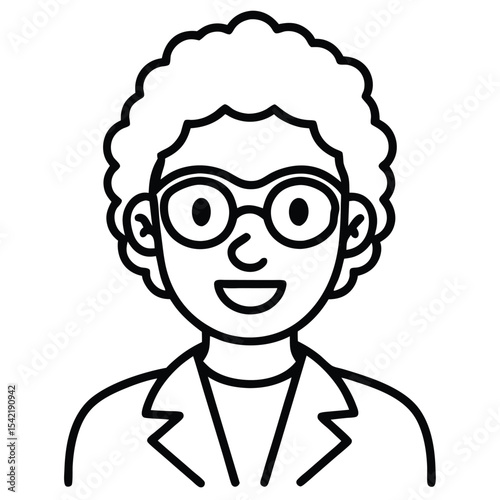 Thin Stroke Icon of a Scientist with Glasses