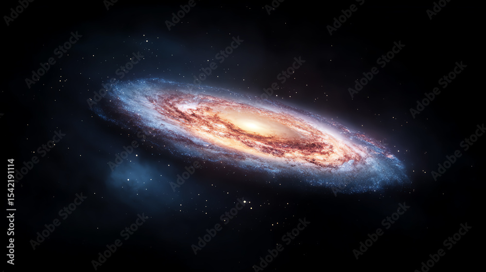 Obraz premium A breathtaking view of a spiral galaxy, showcasing vibrant colors and celestial beauty in the vastness of space.