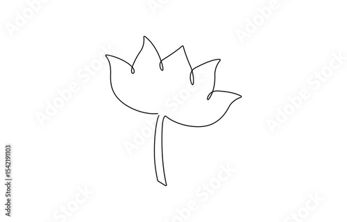 Continuous one line drawing of a lotus bud on white background vector illustration, Continuous one line drawing of a lotus bud on white background.