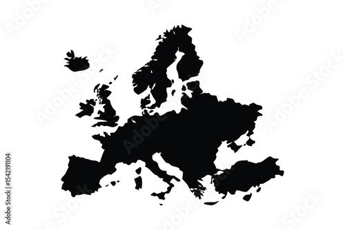 Europe Map Vector Silhouette Icon for Geographic Design