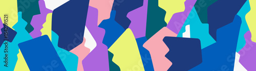 People of the future , virtual reality abstract background , horizontal vector creative illustration
