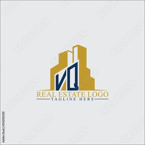 Modern VQ Real Estate Logo Design with Building Silhouettes