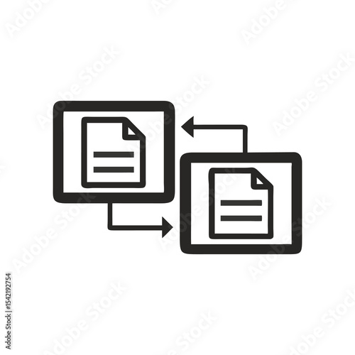 Streamlined Vector Icon of Document Exchange, Data Transfer Design, File Sharing Illustration, Digital Workflow Graphic