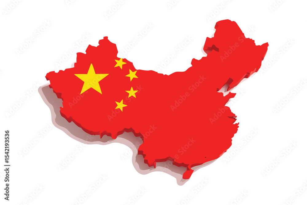 Naklejka premium Vibrant Vector Illustration of China Map with National Flag Design for Cultural Presentations, Travel Graphics, and Creative Marketing Materials