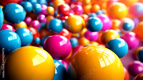 Colorful abstract spheres floating in a vibrant background, creating a dynamic visual effect