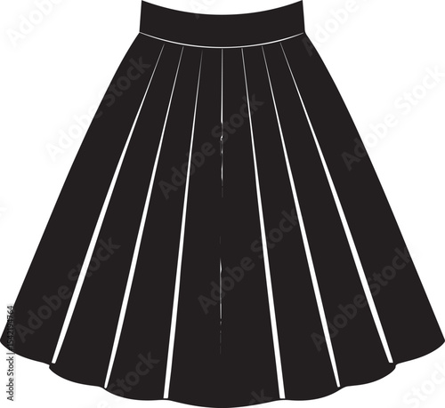 Flat Skirt Silhouette Black Vector Style | Fashion Clipart Illustration Vector Format